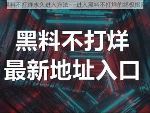 黑料不打烊永久进入方法——进入黑料不打烊的终极指南