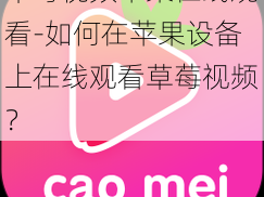 草莓视频苹果在线观看-如何在苹果设备上在线观看草莓视频？