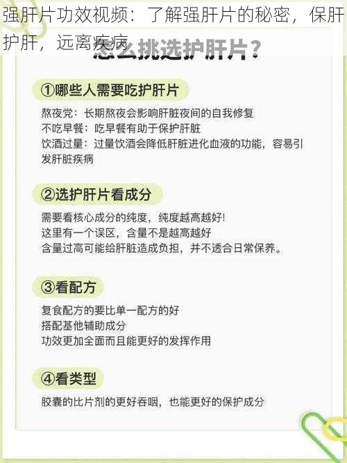 强肝片功效视频：了解强肝片的秘密，保肝护肝，远离疾病