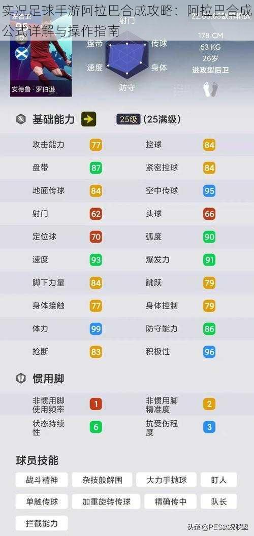 实况足球手游阿拉巴合成攻略：阿拉巴合成公式详解与操作指南