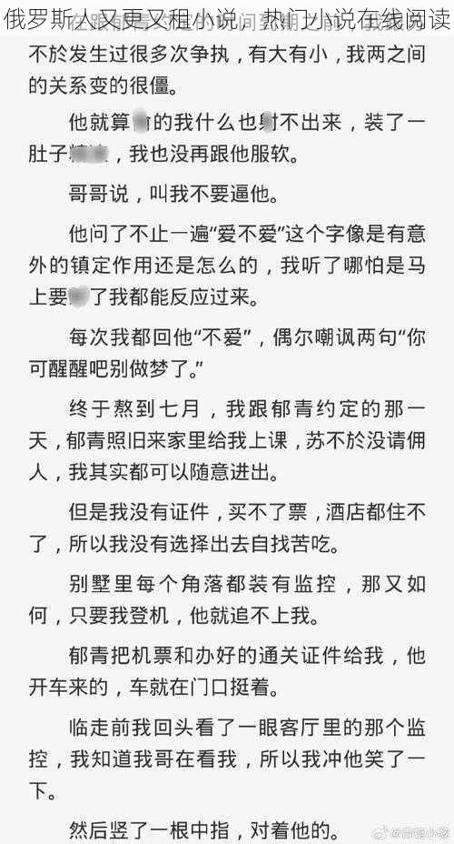 俄罗斯人又更又租小说，热门小说在线阅读