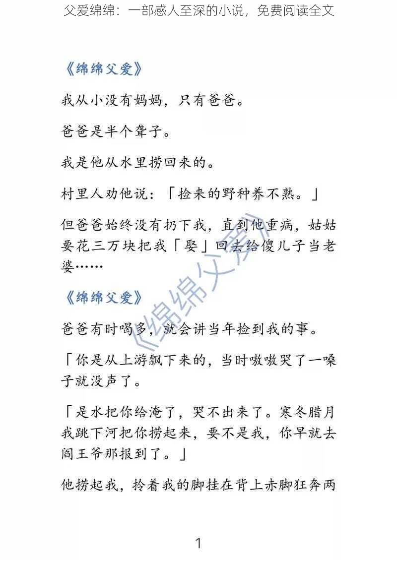 父爱绵绵：一部感人至深的小说，免费阅读全文