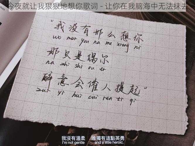 今夜就让我狠狠地想你歌词 - 让你在我脑海中无法抹去