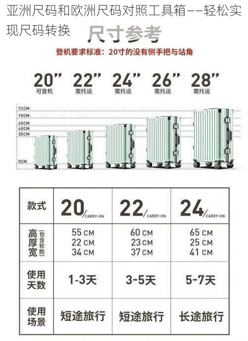 亚洲尺码和欧洲尺码对照工具箱——轻松实现尺码转换