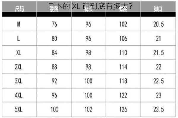 日本的 XL 码到底有多大？