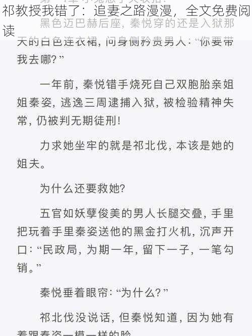 祁教授我错了：追妻之路漫漫，全文免费阅读