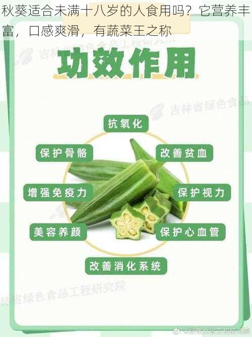 秋葵适合未满十八岁的人食用吗？它营养丰富，口感爽滑，有蔬菜王之称