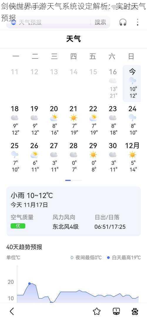 剑侠世界手游天气系统设定解析：实时天气预报