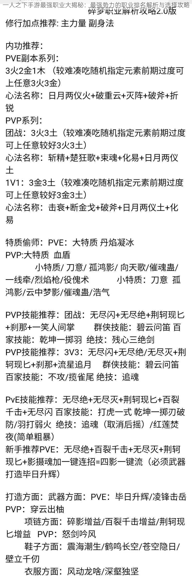 一人之下手游最强职业大揭秘：最强势力的职业排名解析与选择攻略