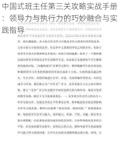 中国式班主任第三关攻略实战手册：领导力与执行力的巧妙融合与实践指导