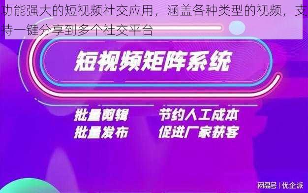 功能强大的短视频社交应用，涵盖各种类型的视频，支持一键分享到多个社交平台