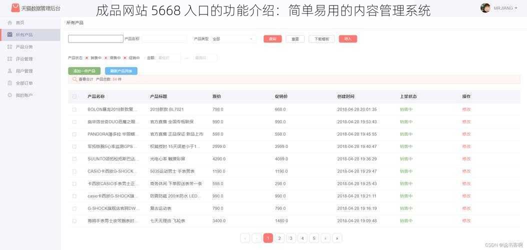 成品网站 5668 入口的功能介绍：简单易用的内容管理系统