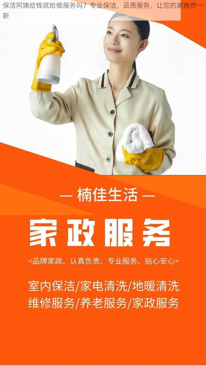 保洁阿姨给钱就给做服务吗？专业保洁，品质服务，让您的家焕然一新