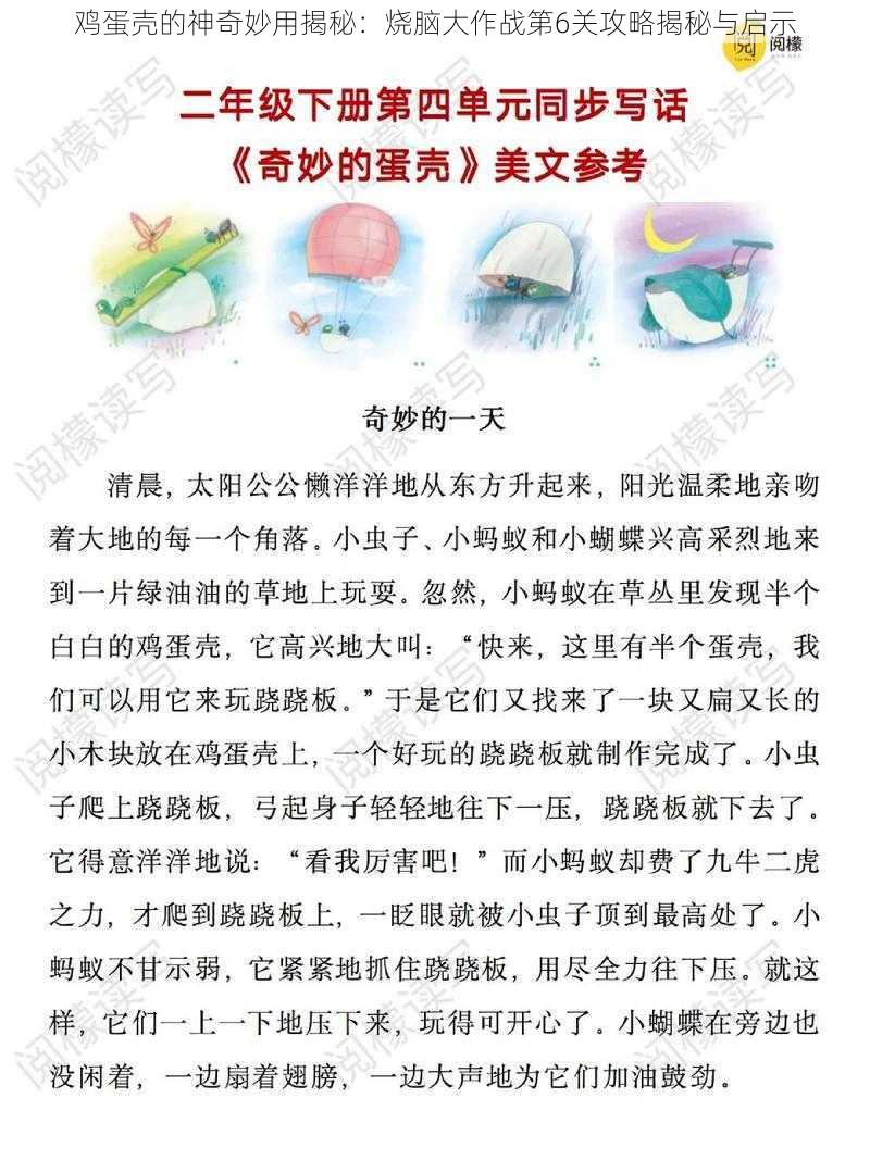 鸡蛋壳的神奇妙用揭秘：烧脑大作战第6关攻略揭秘与启示