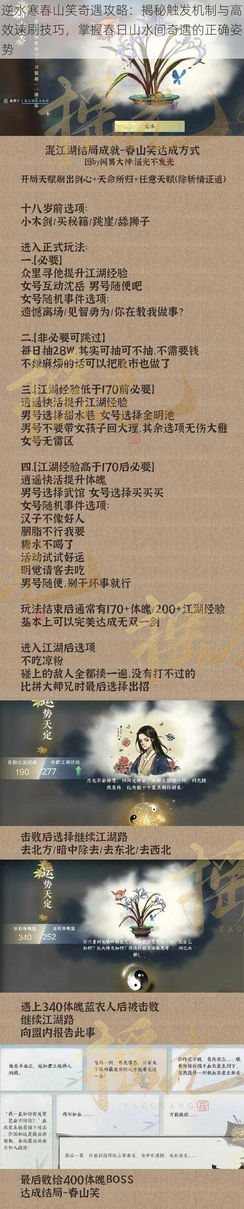 逆水寒春山笑奇遇攻略:揭秘触发机制与高效速刷技巧,掌握春日山水间奇遇的正确姿势