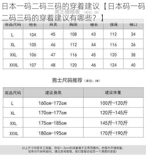 日本一码二码三码的穿着建议【日本码一码二码三码的穿着建议有哪些？】