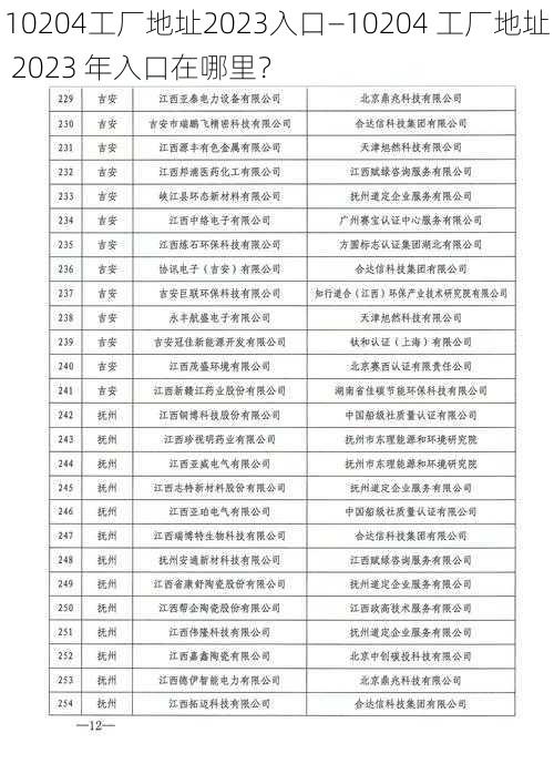 10204工厂地址2023入口—10204 工厂地址 2023 年入口在哪里？