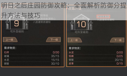 明日之后庄园防御攻略：全面解析防御分提升方法与技巧