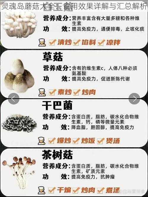 灵魂岛蘑菇大全：食用效果详解与汇总解析