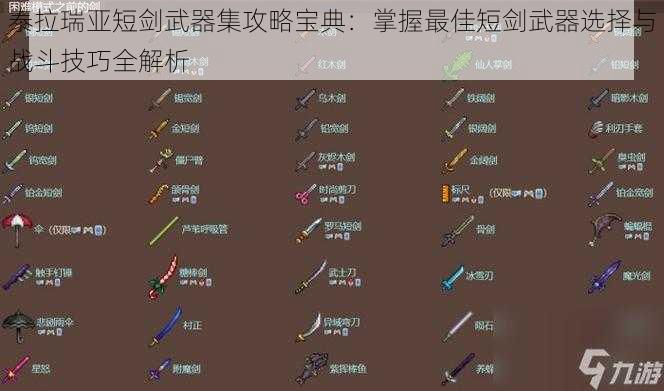 泰拉瑞亚短剑武器集攻略宝典：掌握最佳短剑武器选择与战斗技巧全解析