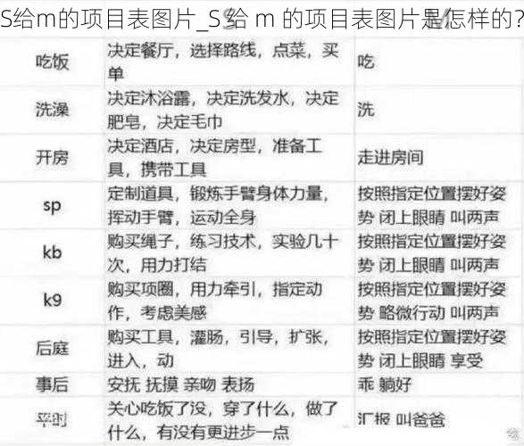 S给m的项目表图片_S 给 m 的项目表图片是怎样的？