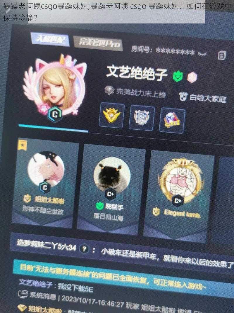 暴躁老阿姨csgo暴躁妹妹;暴躁老阿姨 csgo 暴躁妹妹，如何在游戏中保持冷静？