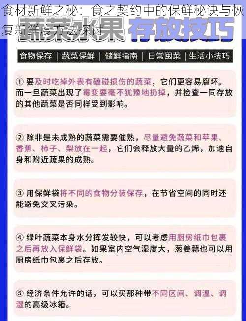 食材新鲜之秘：食之契约中的保鲜秘诀与恢复新鲜度方法探讨