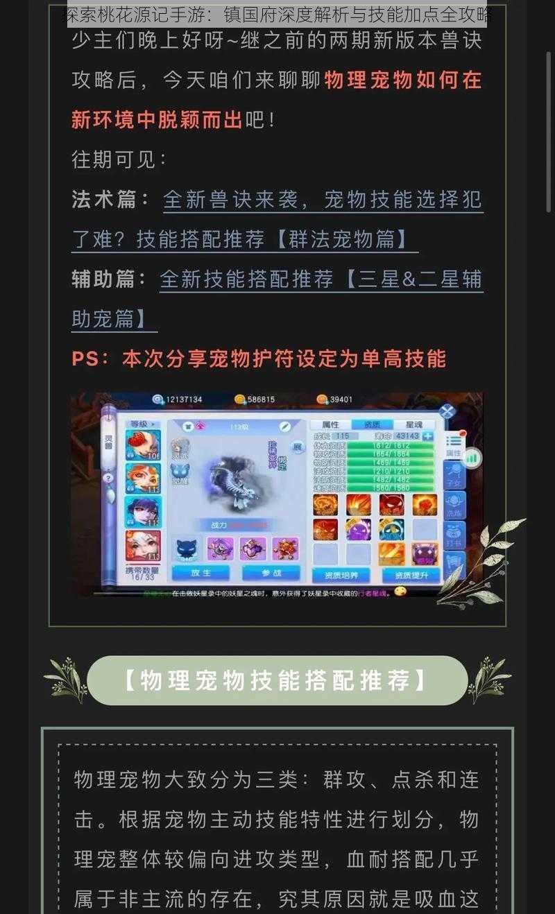 探索桃花源记手游:镇国府深度解析与技能加点全攻略