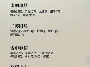 楚留香传世香道秘术：揭秘独家香配方的奥秘与传承