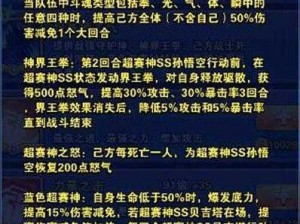 孙悟空超限激斗特性详解：无与伦比的战斗潜能与超常技能推荐解析