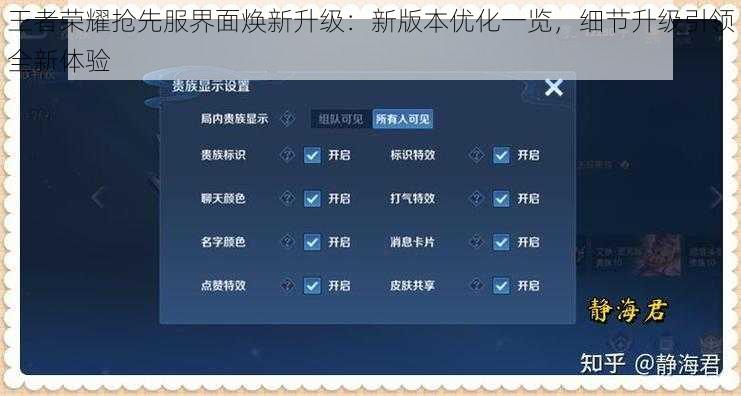 王者荣耀抢先服界面焕新升级：新版本优化一览，细节升级引领全新体验