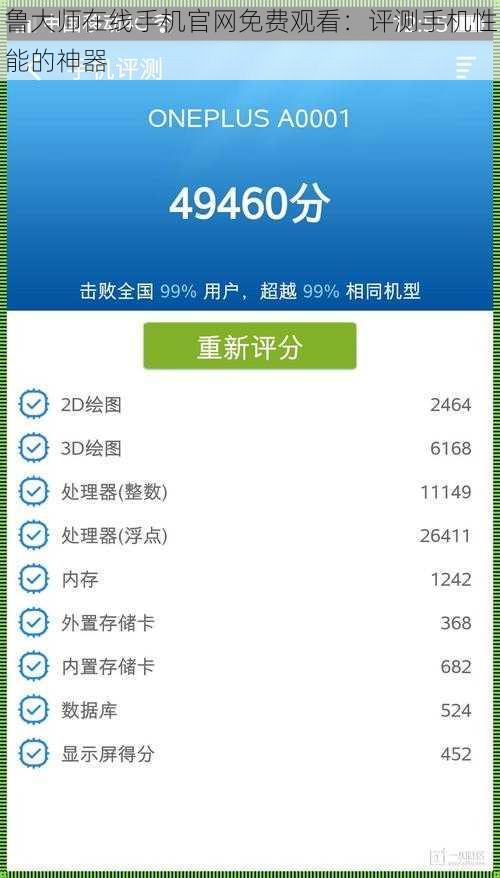 鲁大师在线手机官网免费观看：评测手机性能的神器