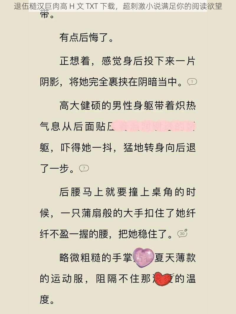 退伍糙汉巨肉高 H 文 TXT 下载，超刺激小说满足你的阅读欲望