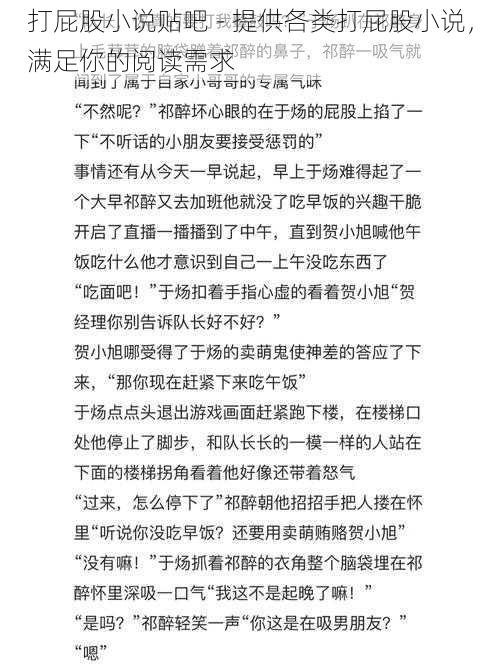 打屁股小说贴吧 - 提供各类打屁股小说，满足你的阅读需求