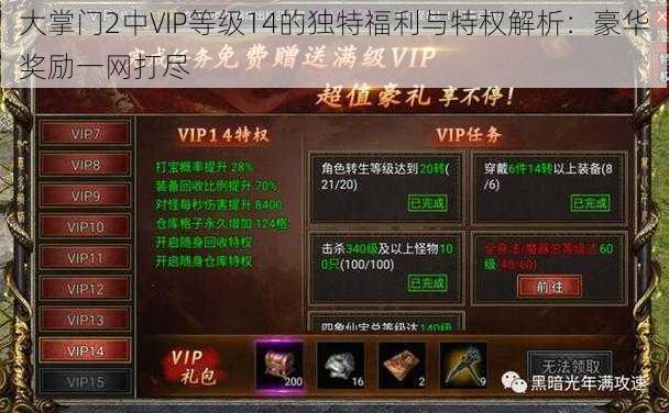 大掌门2中VIP等级14的独特福利与特权解析：豪华奖励一网打尽