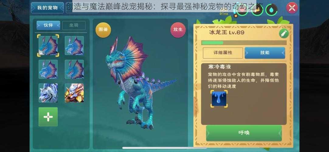 创造与魔法巅峰战宠揭秘：探寻最强神秘宠物的奇幻之旅