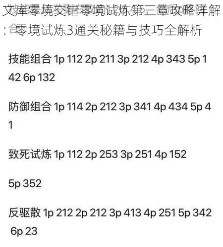 文库零境交错零境试炼第三章攻略详解：零境试炼3通关秘籍与技巧全解析