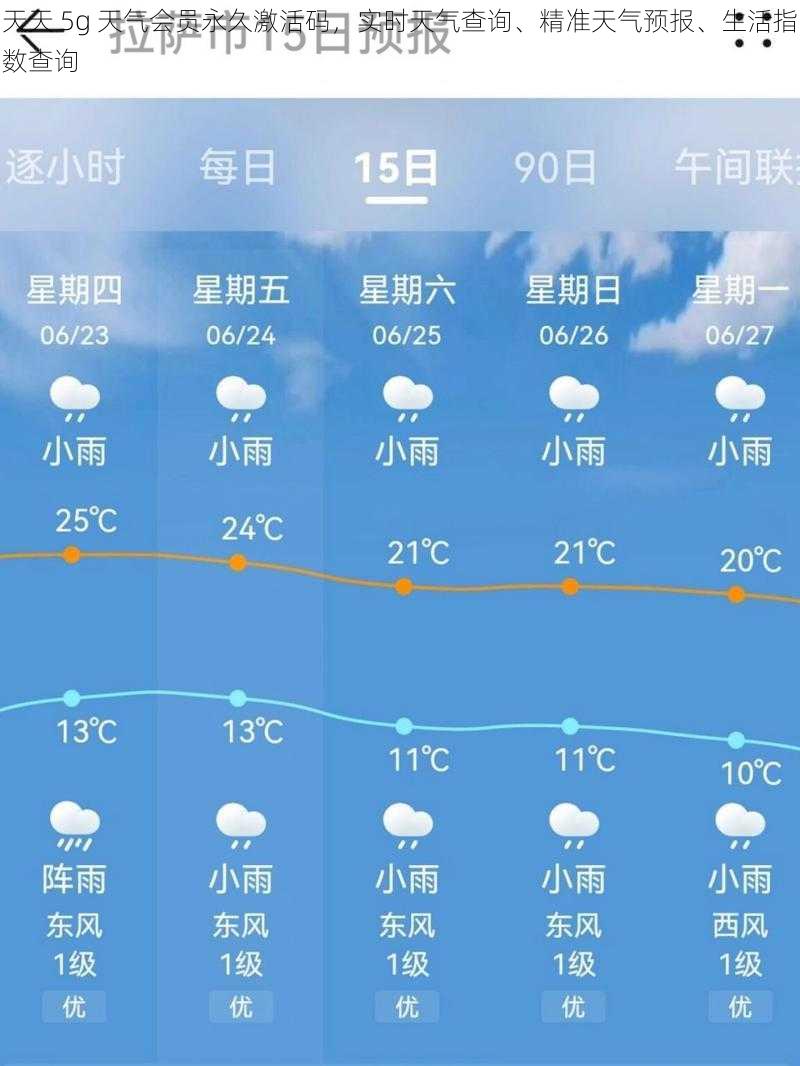 天天 5g 天气会员永久激活码，实时天气查询、精准天气预报、生活指数查询