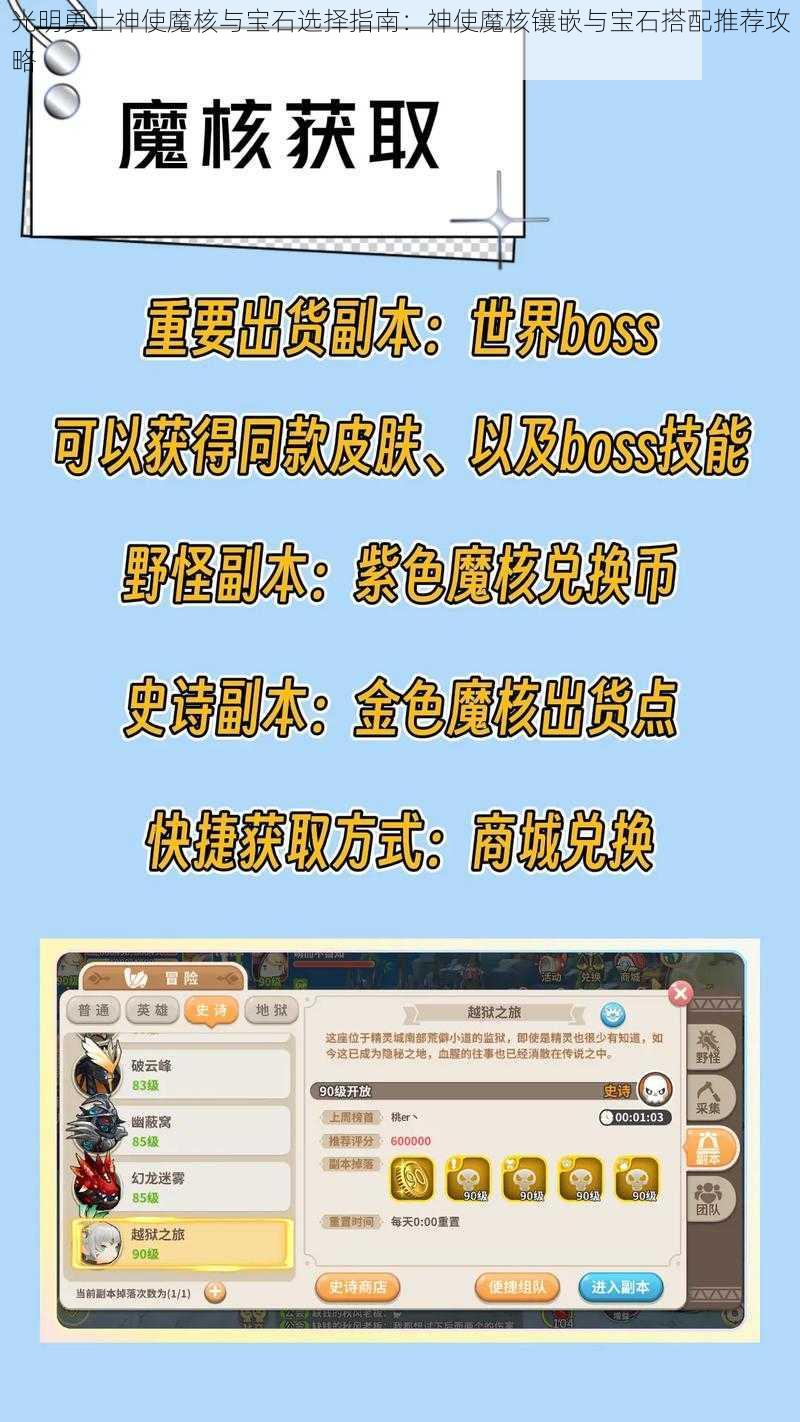 光明勇士神使魔核与宝石选择指南：神使魔核镶嵌与宝石搭配推荐攻略