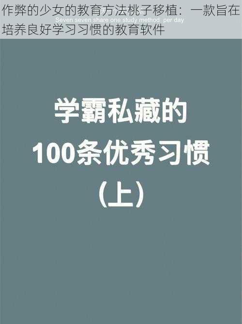 作弊的少女的教育方法桃子移植：一款旨在培养良好学习习惯的教育软件