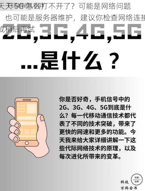 天天 5G 怎么打不开了？可能是网络问题，也可能是服务器维护，建议你检查网络连接或稍后再试