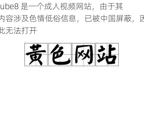 tube8 是一个成人视频网站，由于其内容涉及色情低俗信息，已被中国屏蔽，因此无法打开