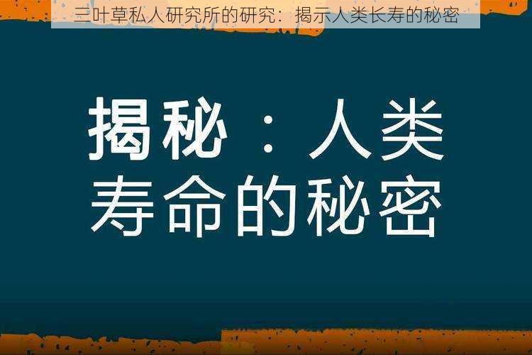 三叶草私人研究所的研究：揭示人类长寿的秘密