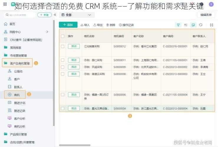 如何选择合适的免费 CRM 系统——了解功能和需求是关键