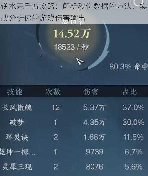 逆水寒手游攻略：解析秒伤数据的方法，实战分析你的游戏伤害输出