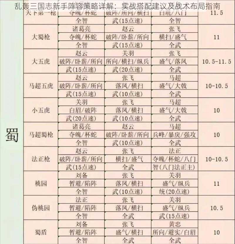 乱轰三国志新手阵容策略详解：实战搭配建议及战术布局指南