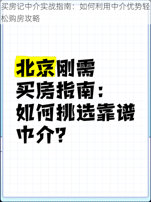 买房记中介实战指南：如何利用中介优势轻松购房攻略