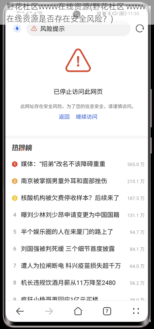 野花社区www在线资源(野花社区 www 在线资源是否存在安全风险？)