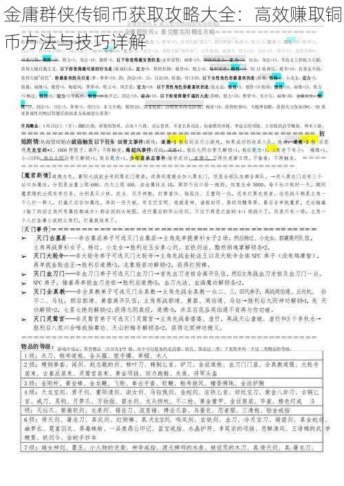 金庸群侠传铜币获取攻略大全：高效赚取铜币方法与技巧详解