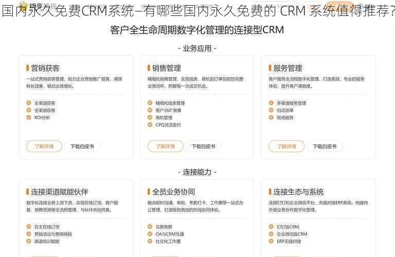 国内永久免费CRM系统—有哪些国内永久免费的 CRM 系统值得推荐？